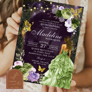 Invitation Princesse Quinceanera de la forêt violette enchant