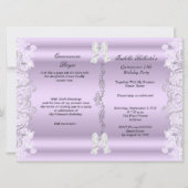Invitation Princesse Quinceanera dentelle violette photo gran (Dos)