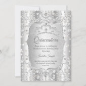 Invitation Princesse Quinceanera diamant argent blanc tiara (Devant)