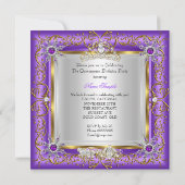 Invitation Princesse Quinceanera Elite Anniversaire Or violet (Dos)