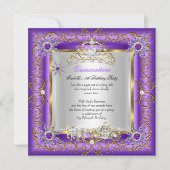 Invitation Princesse Quinceanera Elite Anniversaire Or violet (Devant)