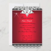Invitation Princesse Quinceanera Fille Rouge Noir 15e (Dos)