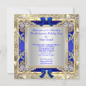Invitation Princesse Quinceanera Gold Royal Blue Silver 2 (Dos)