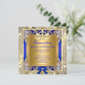 Invitation Princesse Quinceanera Gold Royal Blue Silver Party (Debout devant)