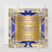 Invitation Princesse Quinceanera Gold Royal Blue Silver Party (Dos)