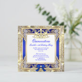 Invitation Princesse Quinceanera Gold Royal Blue Silver White (Debout devant)