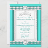 Invitation Princesse Quinceanera Jade Diamant Turquoise Tiara (Dos)