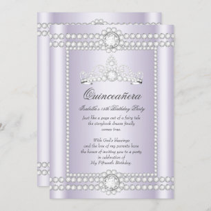 Invitation Princesse Quinceanera Lilac Silver Diamond Tiara