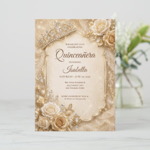 Invitation Princesse Quinceañera Luxe Or Ivoire