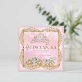 Invitation Princesse Quinceañera magique Blush Pink Gold (Debout devant)
