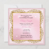 Invitation Princesse Quinceañera magique Blush Pink Gold (Dos)