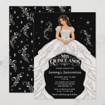 Princesse Quinceañera Noir Blanc Argent