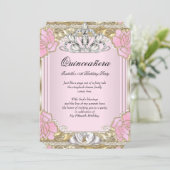 Invitation Princesse Quinceanera Or rose 15e anniversaire fêt (Debout devant)