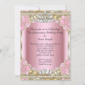 Invitation Princesse Quinceanera Or rose 15e anniversaire fêt (Dos)