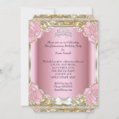 Invitation Princesse Quinceanera Or rose 15e anniversaire Tia (Dos)