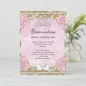 Invitation Princesse Quinceanera Or rose Anniversaire Tiara (Debout devant)