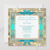 Invitation Princesse Quinceanera Or Turquoise chaud argent bl (Dos)