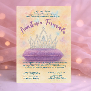 Invitation Princesse Quinceañera Pastel Aquarelle Couronne