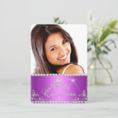 Invitation Princesse Quinceanera Photo rose violet (Debout devant)
