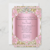 Invitation Princesse Quinceanera Pink Pearl fête d'anniversai (Dos)