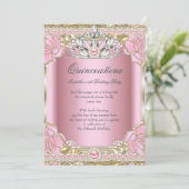 Invitation Princesse Quinceanera Pink Pearl fête d'anniversai (Debout devant)