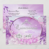 Invitation Princesse Quinceanera Porte Magique Violet (Devant / Derrière)