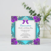 Invitation Princesse Quinceanera Purple Turquoise 15e anniver (Debout devant)