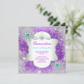 Invitation Princesse Quinceanera Purple Turquoise Winter Wond (Debout devant)