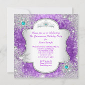 Invitation Princesse Quinceanera Purple Turquoise Winter Wond (Dos)