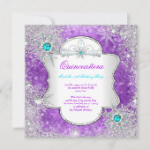 Invitation Princesse Quinceanera Purple Turquoise Winter Wond (Devant)