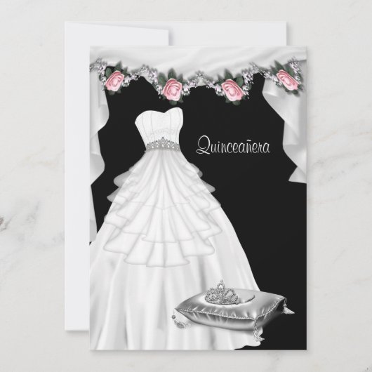 Invitation Princesse Quinceanera Rose (Devant)