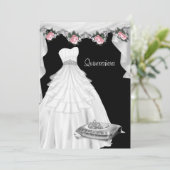 Invitation Princesse Quinceanera Rose (Debout devant)