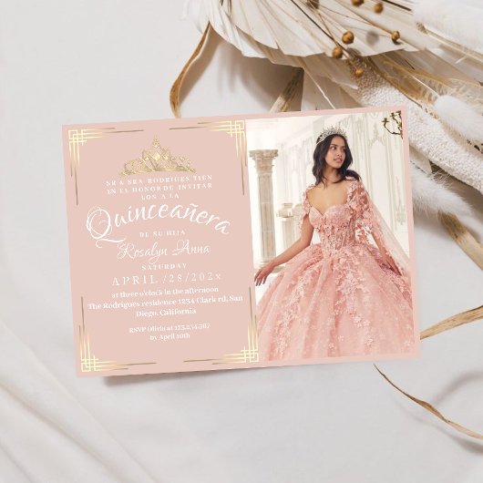 Invitation Princesse Quinceañera Rose espagnole Photo 15e