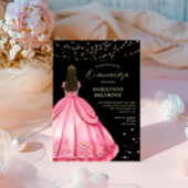 Invitation Princesse Quinceañera rose et or