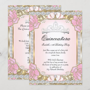 Invitation Princesse Quinceanera Rose Gold 15e Anniversaire