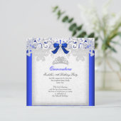 Invitation Princesse Quinceanera Royal Blue 15e anniversaire  (Debout devant)