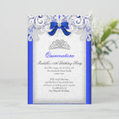 Invitation Princesse Quinceanera Royal Blue 15e anniversaire (Debout devant)