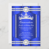Invitation Princesse Quinceanera Royal Blue Diamond Tiara (Devant)