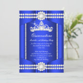 Invitation Princesse Quinceanera Royal Blue Diamond Tiara (Debout devant)