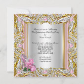 Invitation Princesse Quinceanera Silver Rose Or (Dos)