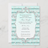 Invitation Princesse Quinceanera turquoise bleu tendre diaman (Dos)