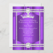 Invitation Princesse Quinceanera violet blanc diamant Tiara (Dos)