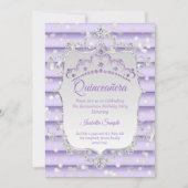 Invitation Princesse Quinceanera violet lilas diamant argent (Devant)