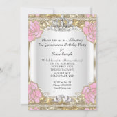 Invitation Princesse Quinceanera White Pink Gold 15e annivers (Dos)