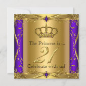Invitation Princesse Regal Purple Gold 21e fête d'anniversair (Devant)