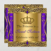 Invitation Princesse Regal Purple Leopard Sweet 16 Party (Devant / Derrière)