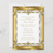 Invitation Princesse Régal Quinceanera 15e perle blanche d'or (Dos)