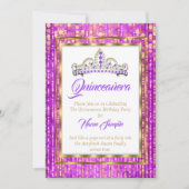 Invitation Princesse Regal Violet Quinceanera Or Blanc (Devant)