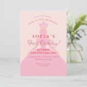Invitation Princesse Robe Couronne 1er anniversaire (Debout devant)