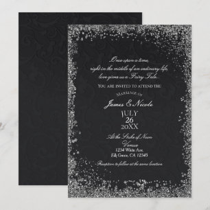 Invitation Princesse Robe de Mariée Élégante en Damassé Noir 